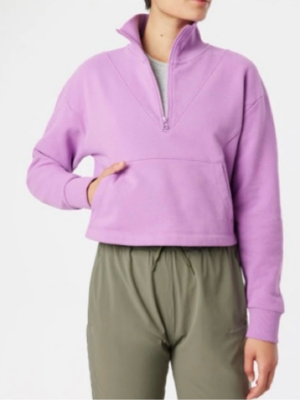 NEW Outdoor Voices Cotton Terry 1/2 Zip Sweatshirt Purple S